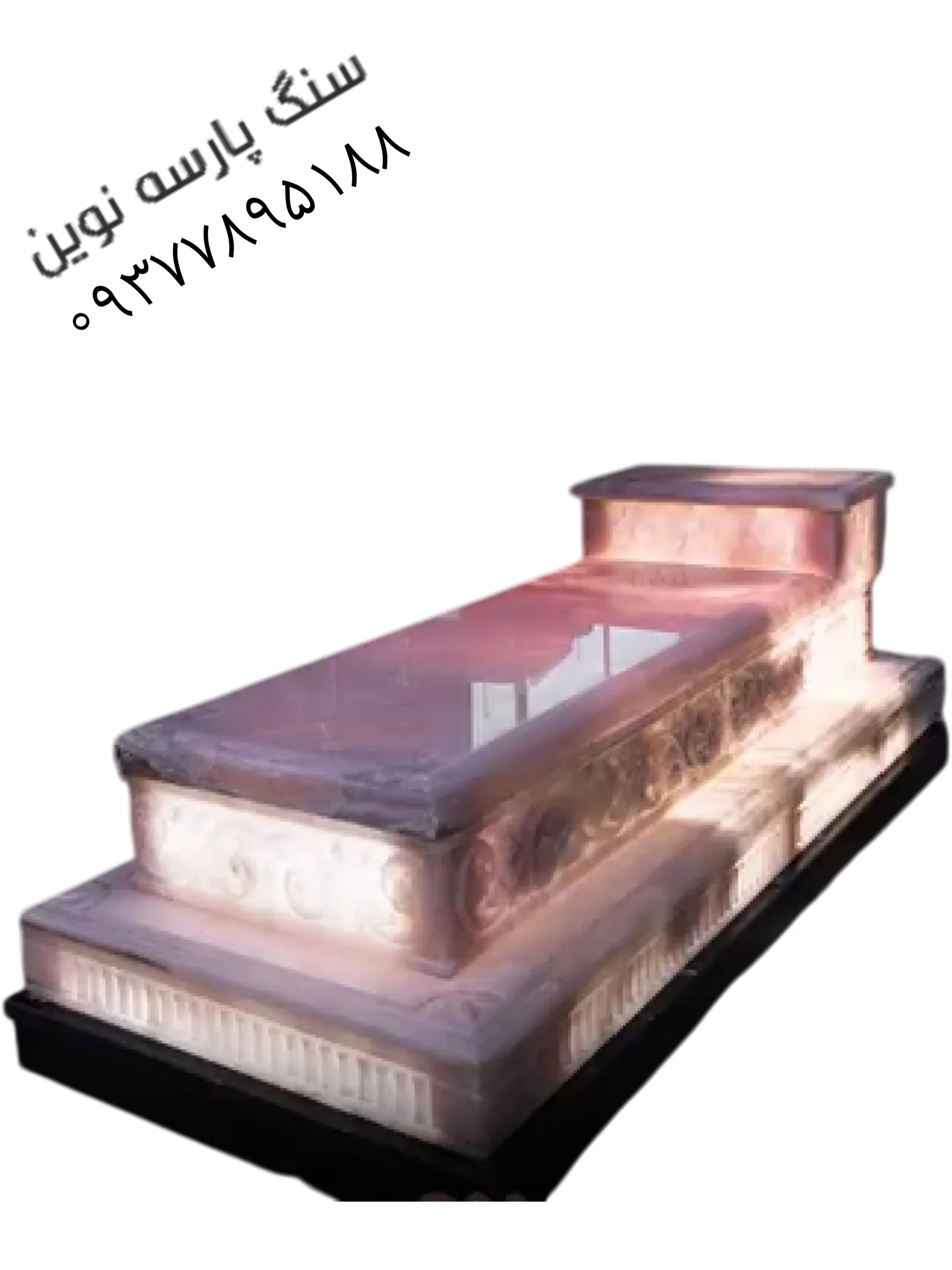 سنگ قبر مرمر صورتی درخشنده کد ۱۲۹ نو