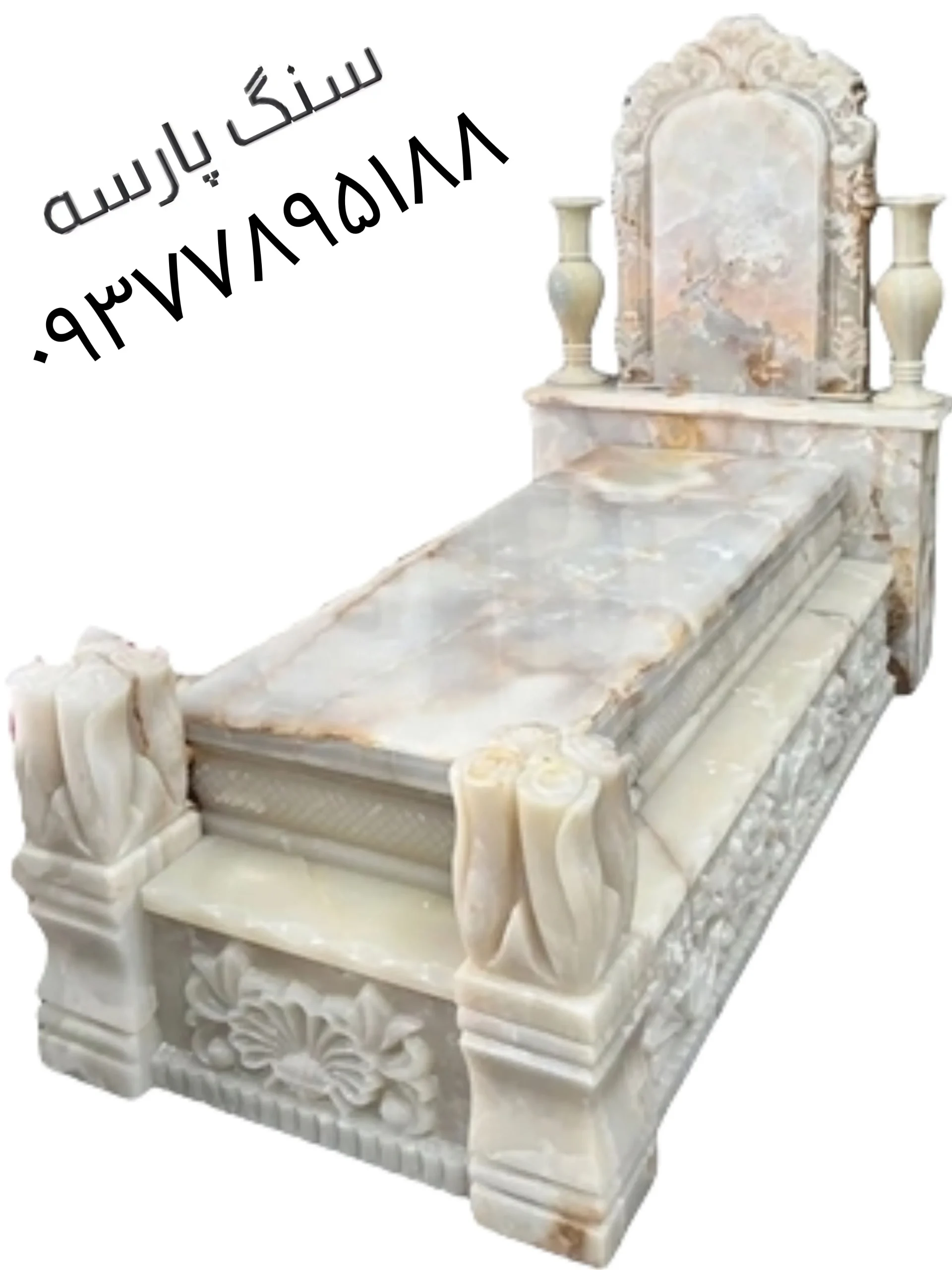 تهیه سنگ قبر لاکچری طرح گل لاله کد ۱۴۹