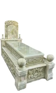 پک کامل سنگ قبر مرمر سبز آذر شهر کتیبه دار یکی از نمونه های بهترین سنگ قبر مرمر