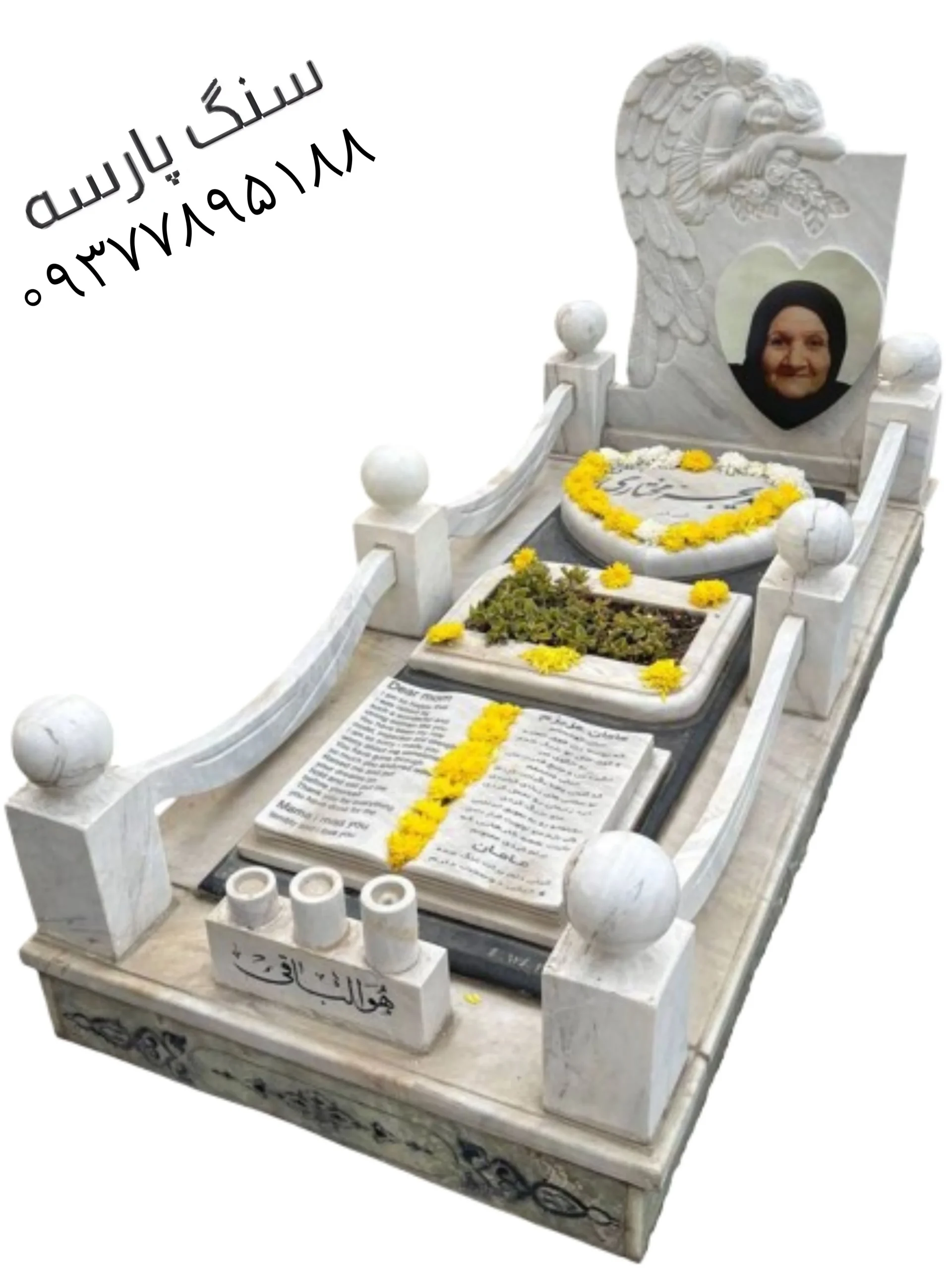 سنگ قبر لاکچری سفید طرح آنجل کد ۱۴۰۱